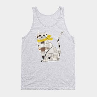 newspaper cutting cat Tank Top